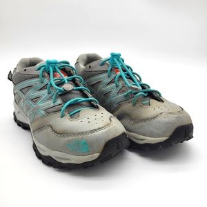 The North Face girls grey and turquoise easy lace up hiking shoe boot size 2